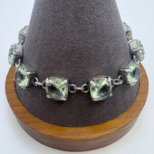 VTG Sterling Silver Pale Blue Green Quartz Station Bracelet Size 8" Length